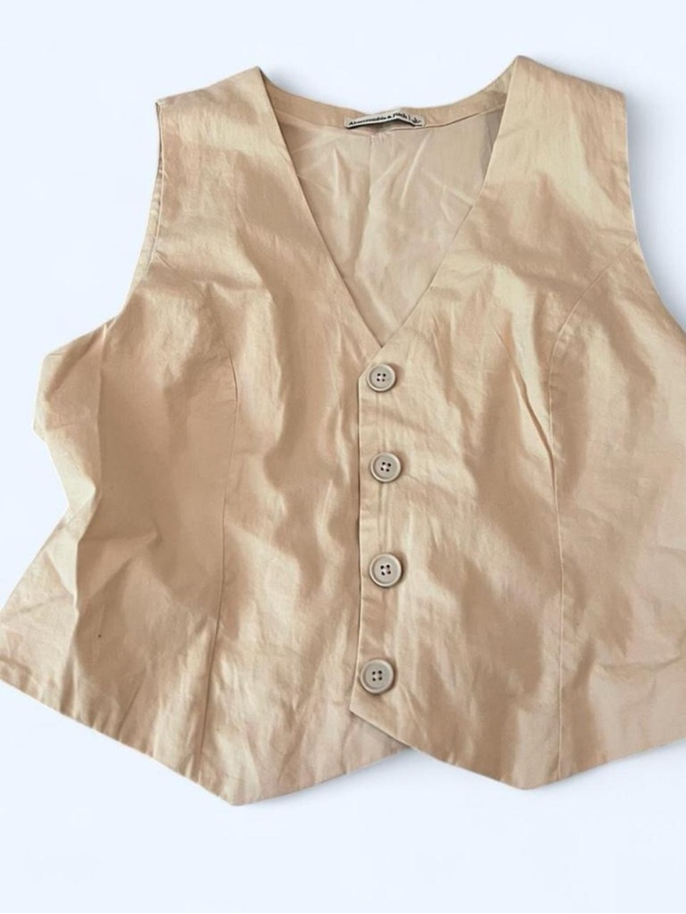 Abercrombie & Fitch Cream V-Neck Sleeveless Top